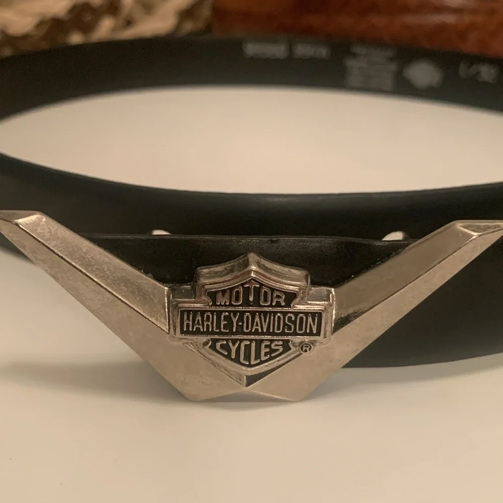 HARLEY DAVIDSON MENS BLACK LEATHER BELT SIZE LARGE 32